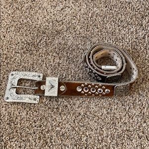 Longhorn Brown Hide Western Belt